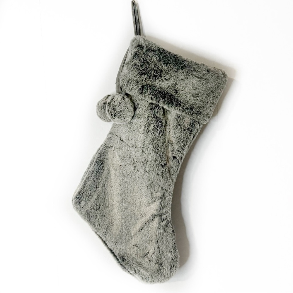 Hobby Lobby Grey and Black Faux Fur Stocking